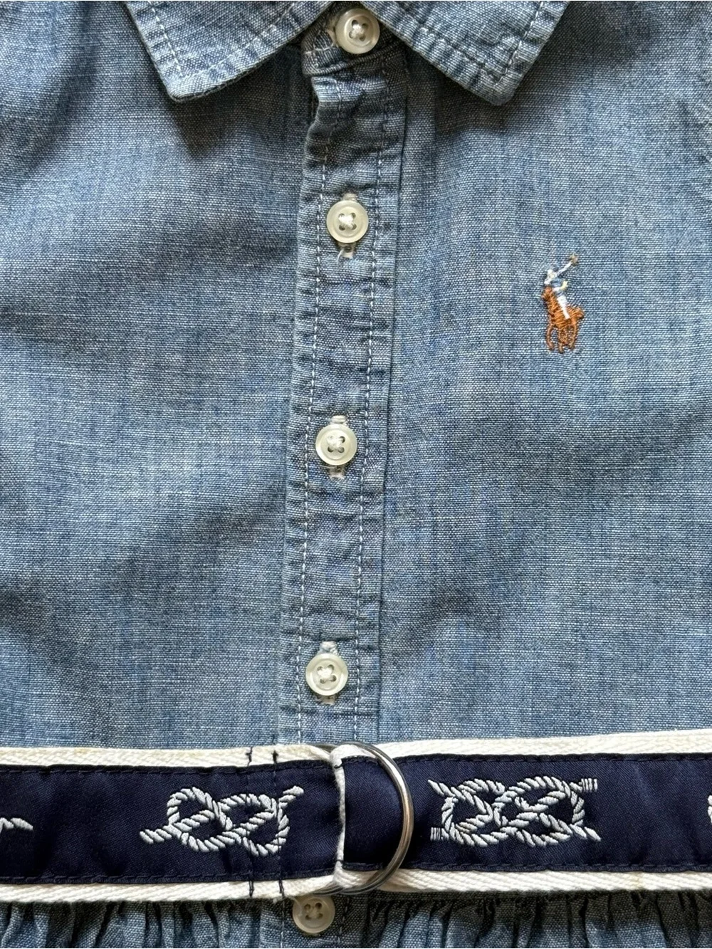 Polo Ralph Lauren Girls Belted Chambray Shirtdress - Size 3/3T